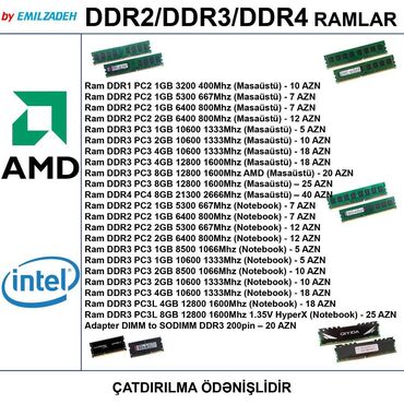 samsung 2gb 1rx8 pc3 ram 10600u 09 11 a1: Operativ yaddaş (RAM) Kingston, 8 GB, 1600 Mhz, DDR3, PC üçün, Yeni