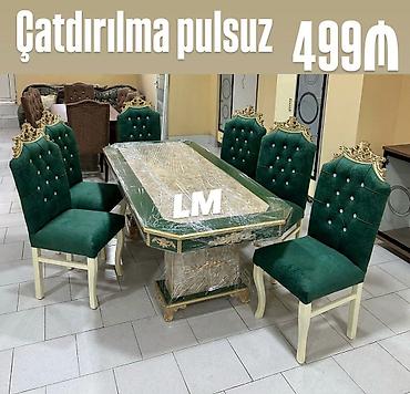 taxta stul stol: Qonaq otağı üçün, Yeni, Açılmayan, Dördbucaq masa, 6 stul — 1
