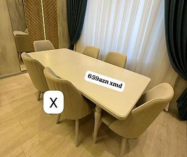 radius: Mətbəx/Qonaq otağı üçün yemək dəsti - Dəst: düzbucaqlı stol + 6 ədəd — 1