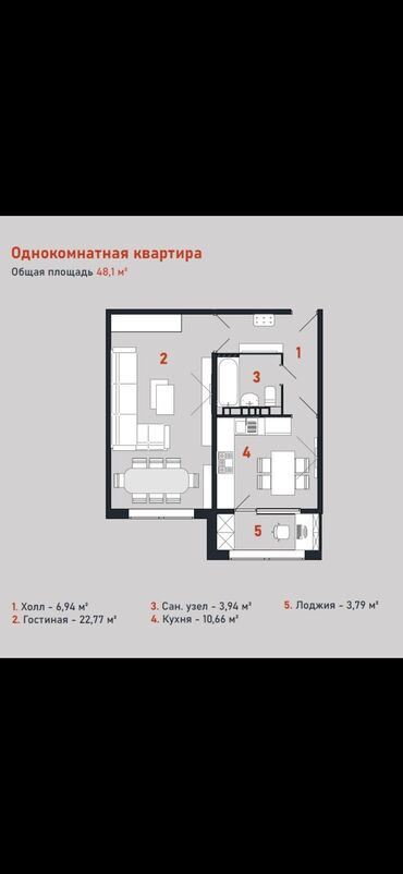 квартира берилет жибек жолу правда: 1 бөлмө, 48 кв. м, 9 кабат, ПСО (өзү оңдоп түзөтүп бүтүү үчүн)