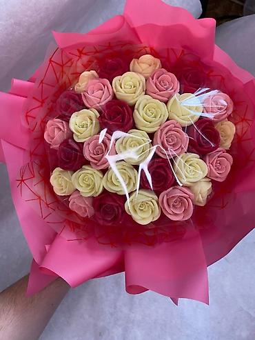 Кондитерские изделия, сладости: Шоколаддан жасалган роза букеттери майрамдарда конулду которуучу белек — 10