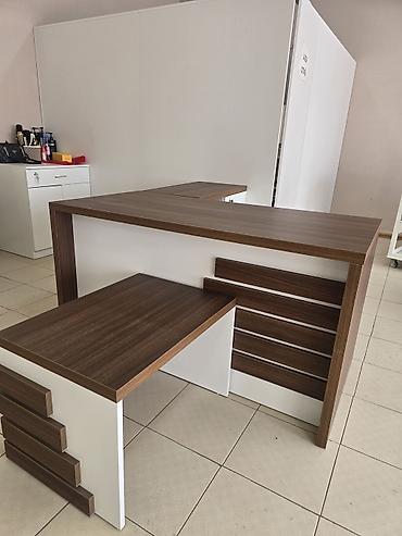 Ofis/biznes üçün mebel dəsti - L formalı recepsiyon/iş masası: Ağ və lalafo.az -da Ofis/biznes üçün mebel dəsti - L formalı recepsiyon/iş masası: Ağ və
