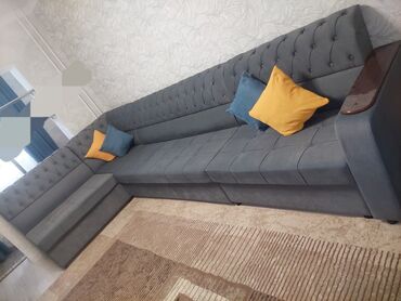 угловой диван с ящиками: Угловой диван, цвет - Серый, Новый