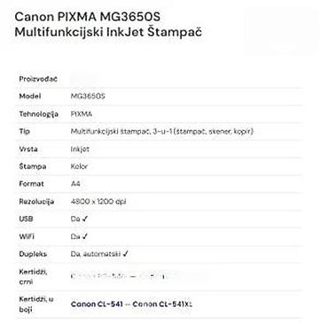 Skeneri: Canon inkjet multifunkcionalni uređaj (štampač/skener/kopir) - — 21