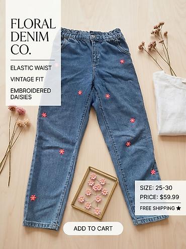 parça şalvar: Qızlar üçün jeans şalvar - Material: klassik mavi denim - Model — 1