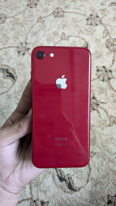 самсунг тел: IPhone 8, Б/у, 64 ГБ, Красный, Зарядное устройство, Защитное стекло, Чехол, 100 %