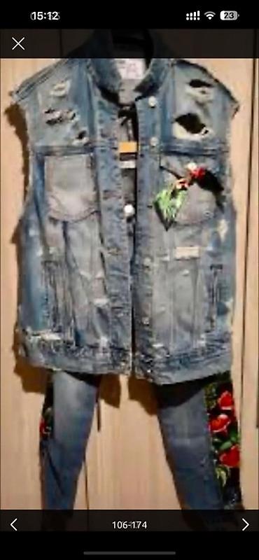 triko dest: Qadınlar üçün denim dəst – cins jilet və şalvar - Tərz — 1