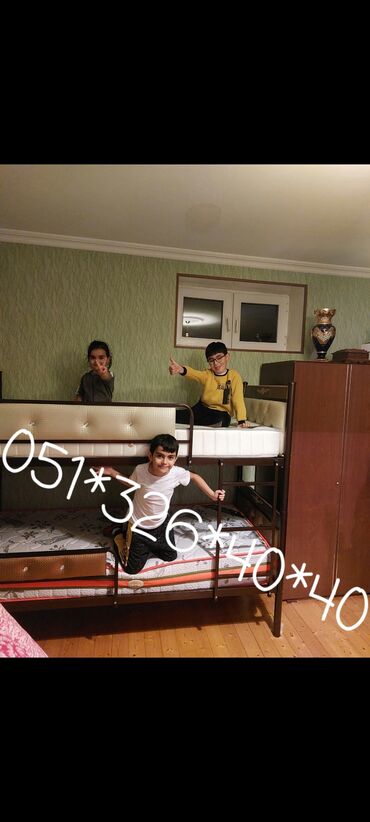 İkimərtəbəli uşaq çarpayıları: Oğlan və qız üçün, Yeni, Çarpayı, Matras ilə, Siyirməsiz — 5