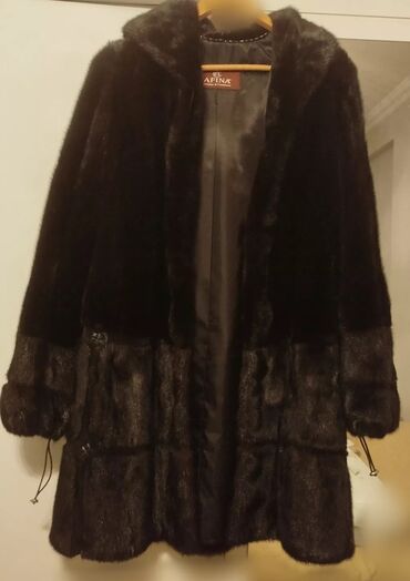 женские шубы из енота: Kürk, 2XL, rəng - Qara