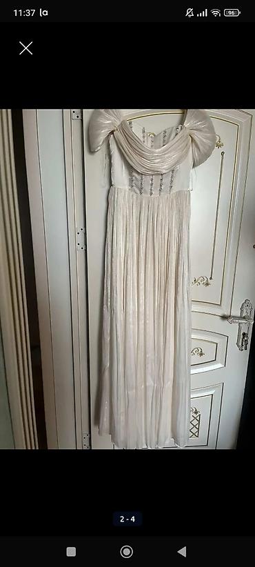dior sauvage original: Zərif axşam/nişan donu - Rəng: süd ağ/şampan - Uzun, axıcı ətək: incə — 2