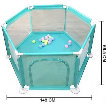 Podloge za igru: Sestougaona ogradica za bebe Dostupne boje : siva, plava i roze — 1