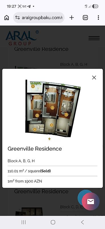 bayil ev satisi: Greenville Residence – 3 otaqlı mənzil planı Ümumi sahə: 110.01 m² — 2