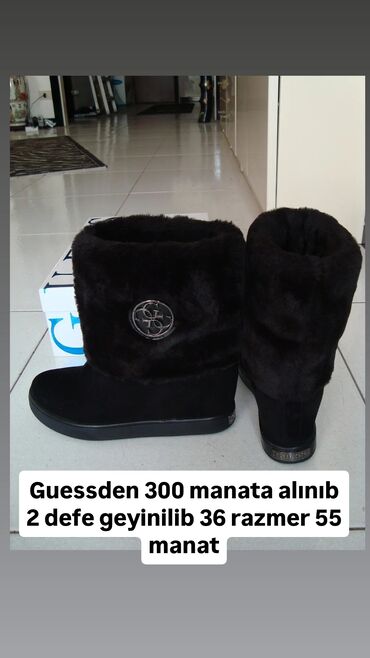 ботильоны без каблука: Guess, Ölçü: 36, rəng - Qara, Yeni