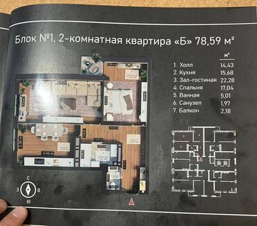 Продажа квартир: 2 комнаты, 78 м², Элитка, 7 этаж, ПСО (под самоотделку)