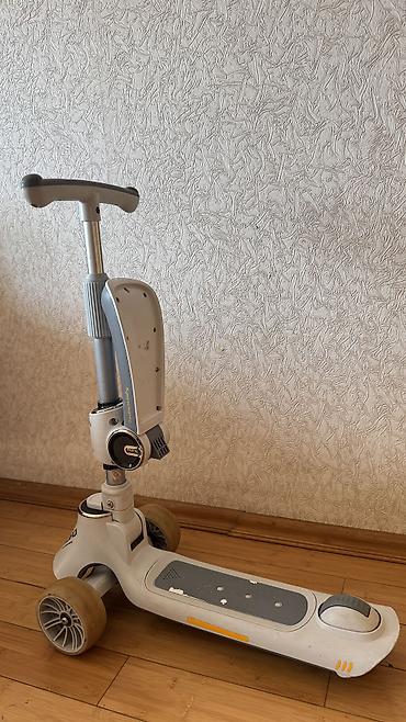 üçtəkərli samokat: Ağ-boz rəngdə orijinal, çoxfunksiyalı MIJIAQI 01 uşaq samokatu/skuteri — 3