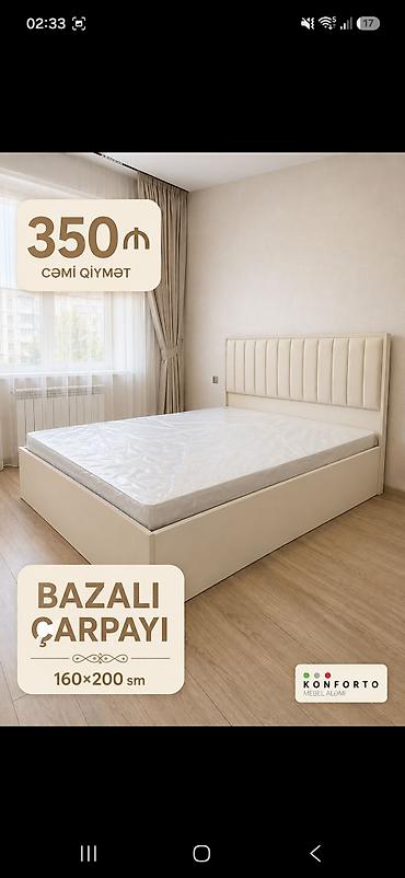 carpayı divan: Bazalı çarpayı – 160×200 sm - Dəzgah altı geniş baza: yorğan, yastıq — 1