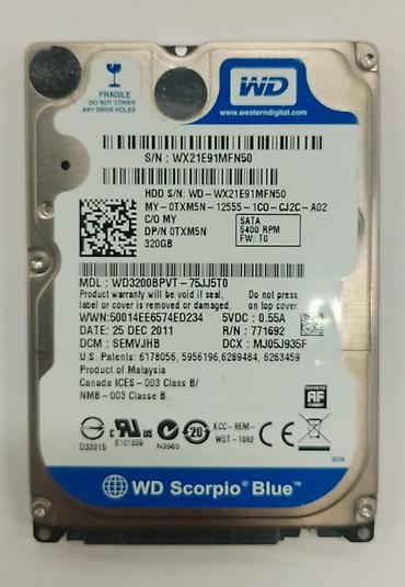 hdd yaddaş: 💾 WD Scorpio Blue HDD 320 GB (2.5") | Befo Mağazası Kompüter və — 1