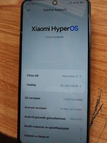 prasdoy telefonlar: Redmi Note 11, 128 GB, rəng - Göy, Sensor, Barmaq izi, İki sim kartlı