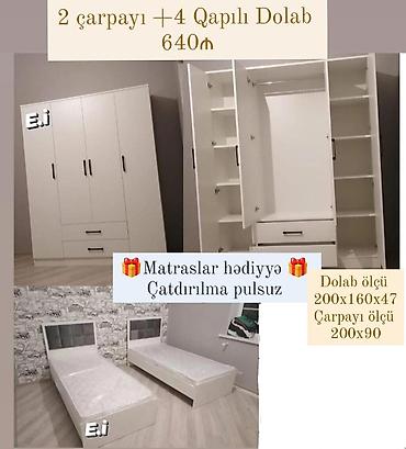 carpayl: 2 təknəfərlik çarpayı, Dolab, Yeni — 1
