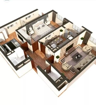 4 х комнатная квартира: 3 бөлмө, 90 кв. м, Элитка, 4 кабат, ПСО (өзү оңдоп түзөтүп бүтүү үчүн)