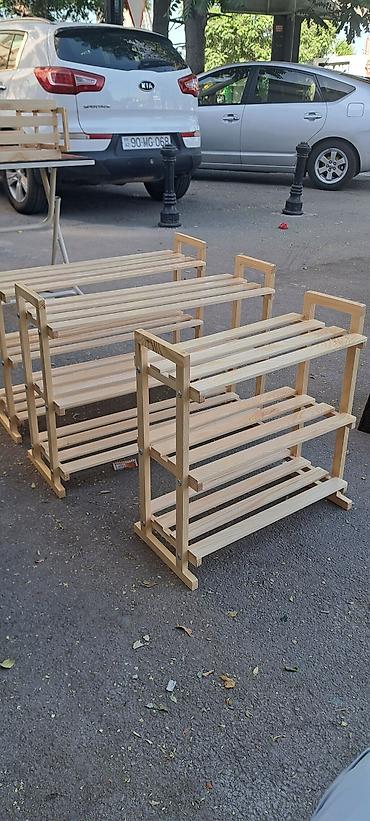 balkon skaf: Taxta çoxmərtəbəli ayaqqabılıq/raf - Material: təbii ağac (şalban — 1
