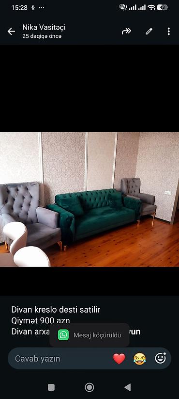 kohnə divan aliram: Divan kreslo desti satilir Qiymət 900 azn Divan arxaya acilir Baza — 1