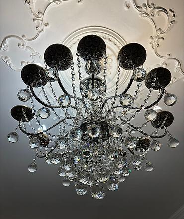 tavan ucun ventilyator: Çılçıraq, 10 və daha çox lampa, Metal — 1