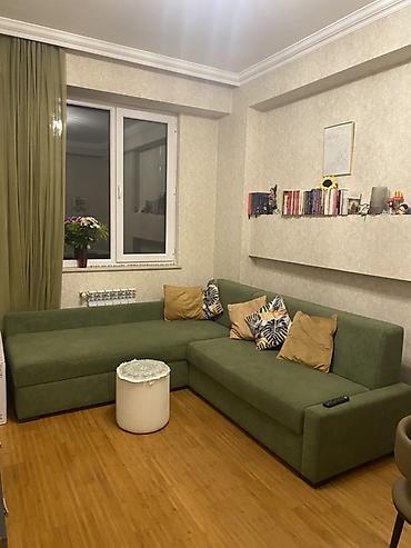 mingəcevir divan: Yaşıl rəngli L formalı künc divan - Müasir minimal dizayn, düz — 1