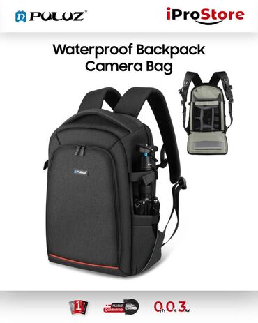 laklı qadın çantaları: PULUZ Waterproof Shoulders Backpack Camera Bag with Rain Cover for