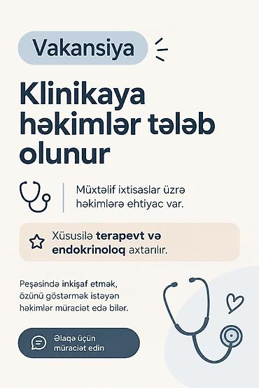 Tibb, əczaçılıq: Həkim tələb olunur, İstənilən yaş, Növbəli qrafik — 1