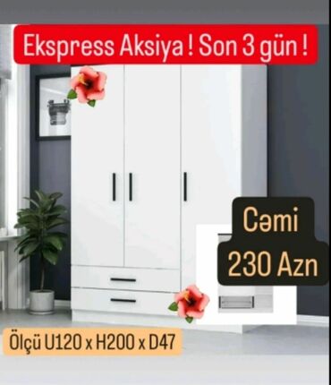 стеклянный кухонный стол: Новый, Распашной, 3 двери Прямой шкаф, Шкаф-вешалка, Азербайджан