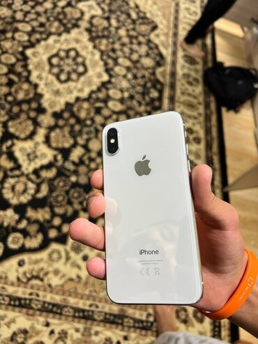 купить телефон iphone xs: IPhone X, Колдонулган, 64 ГБ, Күмүш, 77 %