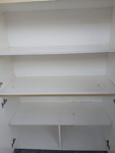 șkaf: Ağ rəngli çoxgözlü dolab - Material: laminat/MDFlam ağ örtük, metal — 2