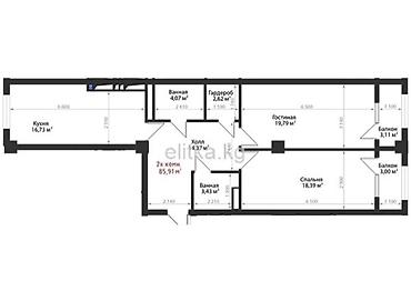 квартиры в новостройках: 2 комнаты, 82 м², Элитка, 8 этаж — 3
