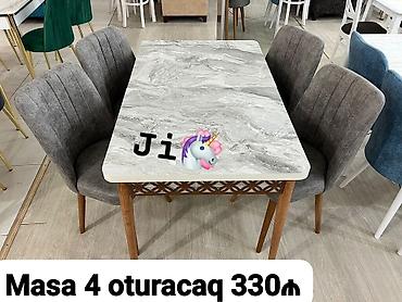 стул металлический: Mətbəx/qonaq otağı üçün 4 nəfərlik masa–stul dəsti. - Masa üstü — 1