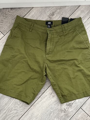 белые шорты с завышенной талией: Мужские шорты, M (EU 38), H&M, Б/у, цвет - Зеленый, Самовывоз, Платная доставка