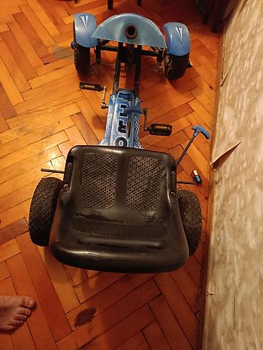deri plas: Uşaq pedallı kart (go-kart) - Rəng: mavi, dekorativ “KART / SPEED” — 2