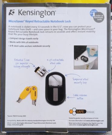 аксессуары для серверных стоек molex: Продается замок Kensington для ноутбука с выдвижным ключом