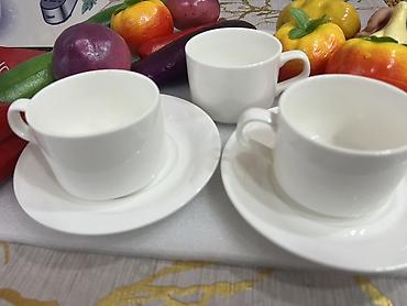 Qab-qacaq və mətbəx ləvazimatları: Çay dəsti, rəng - Ağ, Keramika, 3 nəfərlik — 1