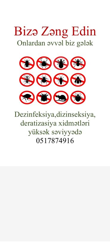 Dezinfeksiya, dezinseksiya: Dezinfeksiya, dezinseksiya | Taxtabiti | Ofislər