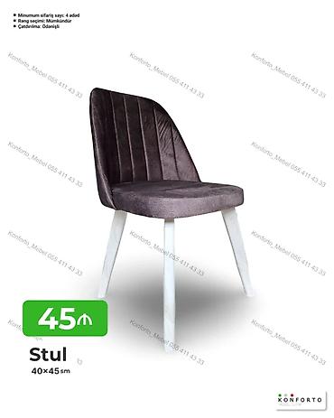 stol sekilleri: Məhsul: Stul Ölçü: 40×45 sm - Yumşaq, rahat oturacaq və bel dəstəyi — 1