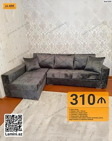 Диваны: Künc divan – La Mini - Ölçülər: 240 × 150 sm - Mexanizm: Açılan — 1