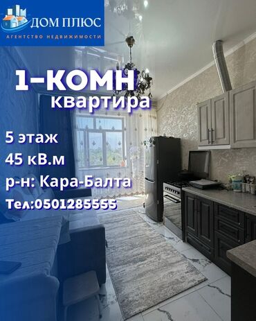сколько стоит квартира в бишкеке 2023: 1 комната, 45 м², 5 этаж, Евроремонт