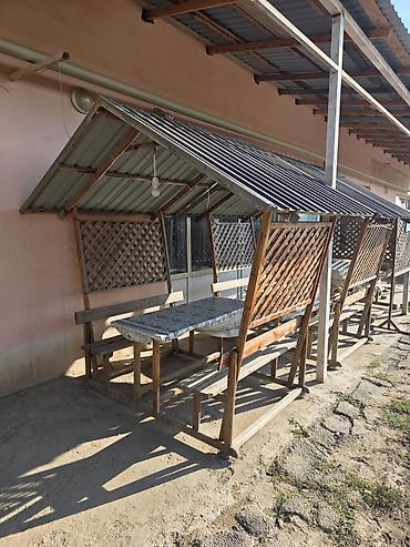 bag ucun stollar: Açıq havada istirahət və iaşə zonaları üçün taxta pavilyon dəstləri — 2