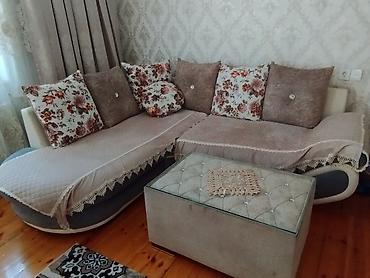 alcipan olcusu: Künc divan. 2.20×1.85 ölçüdə. açılmır+baza yoxdur.kiçik defekti — 3