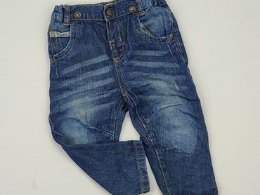 jeansy z wysokim stanem na gumce: Джинсові штани, 12-18 міс., стан - Хороший