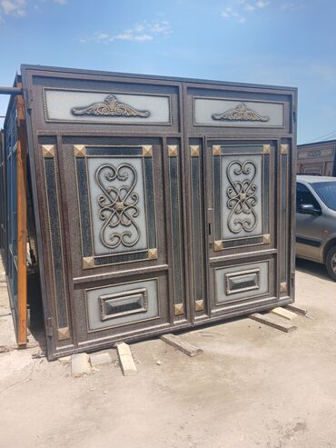 Həyət darvazaları: Dəmir Həyət darvazası, Yana açılan, Mexaniki, Qapı ilə, rəng - Qara — 13