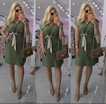 dioptrija plus 3: Ženska košulja-haljina sa prugastom teksturom i vezivanjem u struku — 3