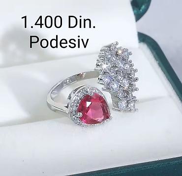 Prstenje: Posrebren podesiv prsten elegantnog, otvorenog dizajna od hirurskog — 1