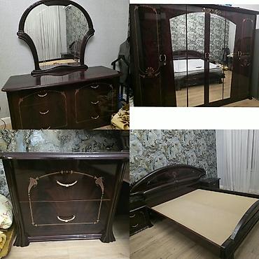 mdf panel: Yataq otağı dəsti – klassik üslub, tünd qəhvəyi parlaq MDF/qabıq — 1